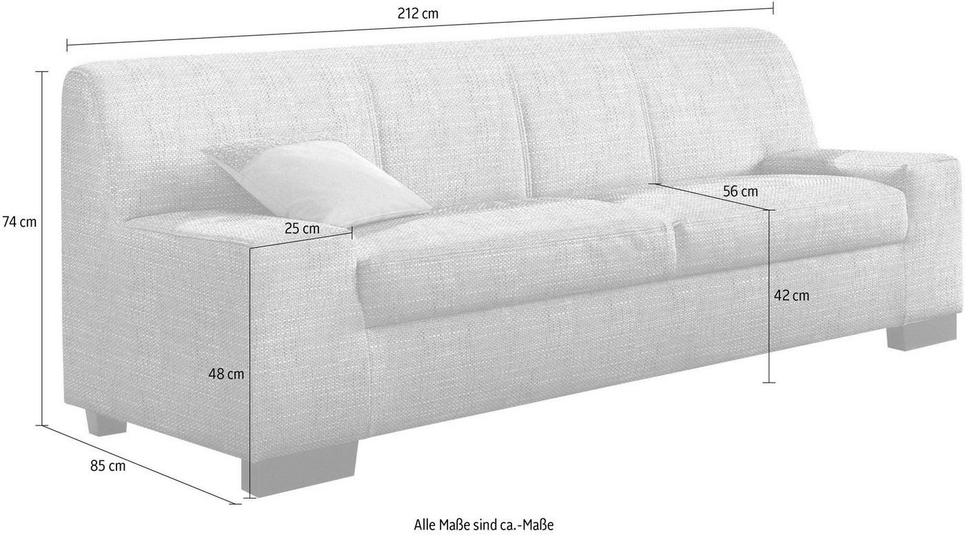 DOMO collection 3-Sitzer Norma zeitlos, kubisch und elegant, komfortabel, flache Armlehnen – Bild 5 von 5
