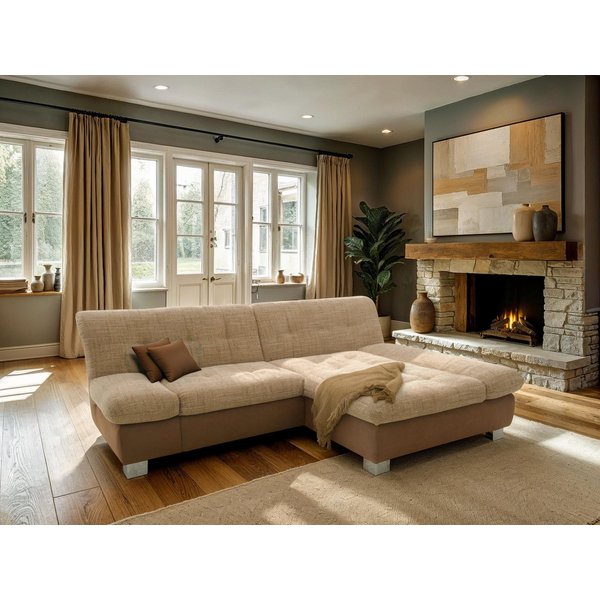 DOMO collection Ecksofa 100031 234x157 cm, kompakt, komfortabel & bequem, L-Form, whlw. mit Bettfunktion und Armteilverstellung