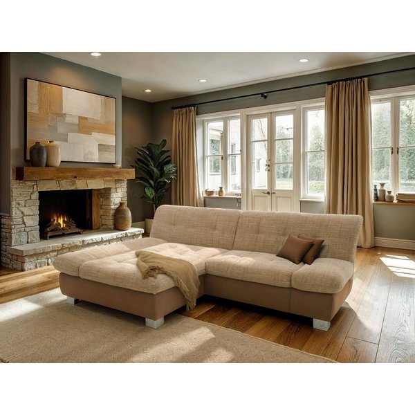 DOMO collection Ecksofa 100031 234x157 cm, kompakt, komfortabel & bequem, L-Form, whlw. mit Bettfunktion und Armteilverstellung