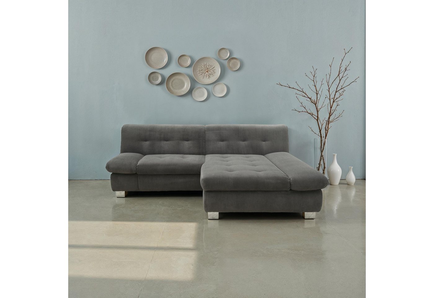 DOMO collection Ecksofa 100031 234x157 cm, kompakt, komfortabel & bequem, L-Form, whlw. mit Bettfunktion und Armteilverstellung – Bild 4 von 5