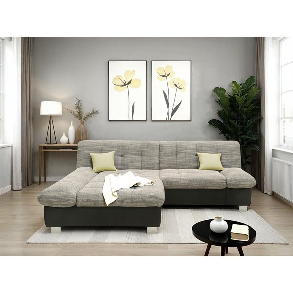 DOMO collection Ecksofa 100031 234x157 cm, kompakt, komfortabel & bequem, L-Form, whlw. mit Bettfunktion und Armteilverstellung