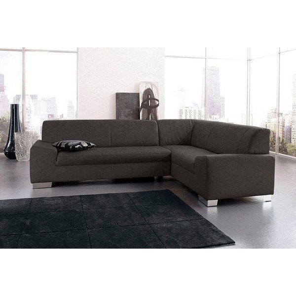 DOMO collection Ecksofa Alisson, zeitlose Optik, flache Armlehnen, Breite 249cm, L-Form, fester Sitzkomfort, wahlweise mit Bettfunktion