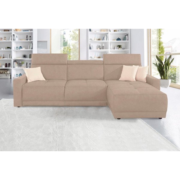 DOMO collection Ecksofa Ava mit moderner Sitzheftung & toller Doppelnaht, komfortabel, L-Form, mit Recamiere, inkl. Federkern, wahlweise mit Kopfteilverstellung