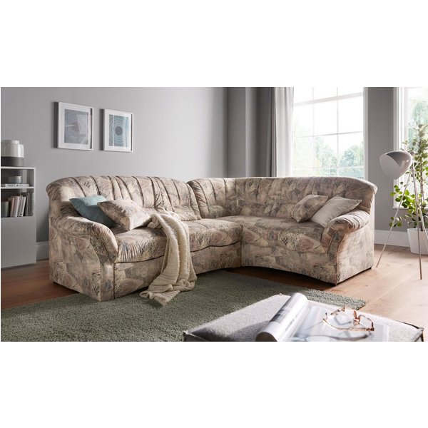 DOMO collection Ecksofa Bahia, zeitlos & elegant, Breite 256cm, bequeme Armlehnen, L-Form, Microfaser, natur