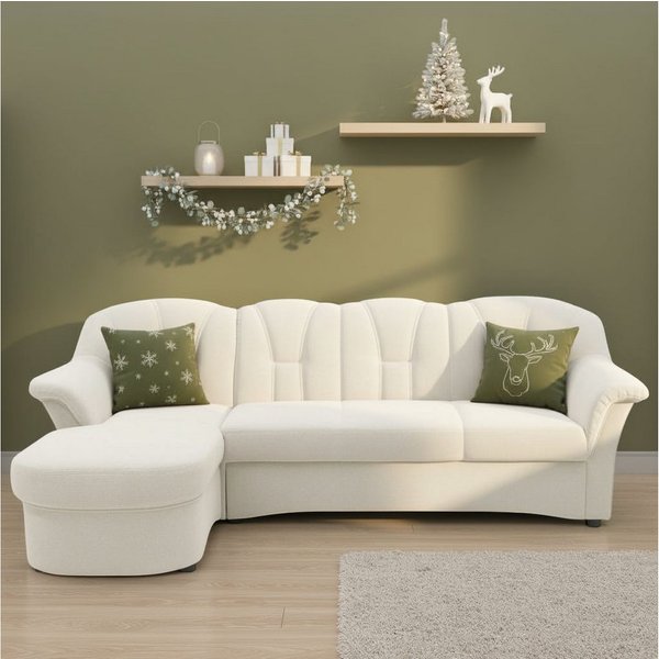 DOMO collection Ecksofa FLORES Schlafsofa, 233x142x86 cm, L-Form, whlw. mit Bettfunktion, whlw. mit Federkern