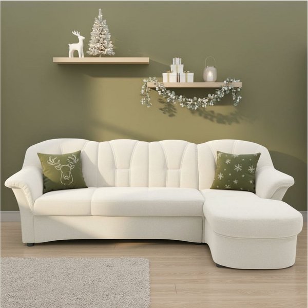 DOMO collection Ecksofa FLORES Schlafsofa, 233x142x86 cm, L-Form, whlw. mit Bettfunktion, whlw. mit Federkern