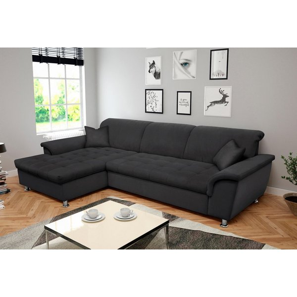 DOMO collection Ecksofa FRANZI 278x170x81 cm, Steppung im Sitzbereich, L-Form, ohne Funktion, Flachgewebe, graphite