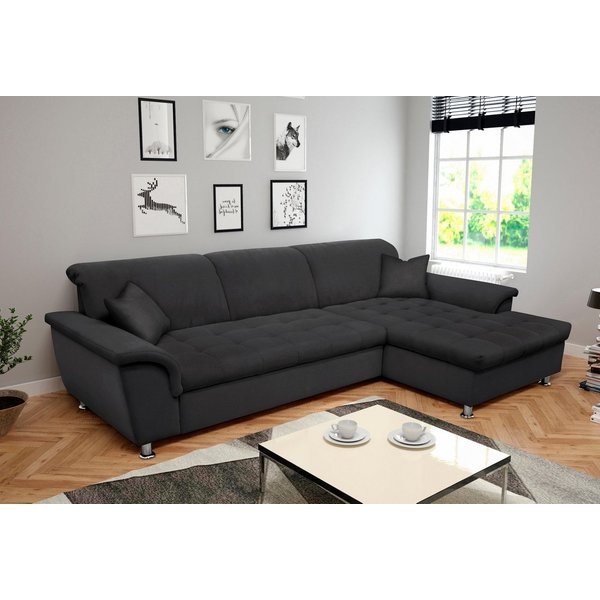 DOMO collection Ecksofa FRANZI 278x170x81 cm, Steppung im Sitzbereich, L-Form, ohne Funktion, Flachgewebe, graphite