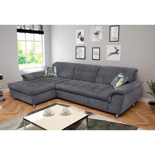DOMO collection Ecksofa FRANZI 278x170x81 cm, Steppung im Sitzbereich, L-Form, wahlweise mit Bettfunktion, Bettkasten und Kopfteilverstellung
