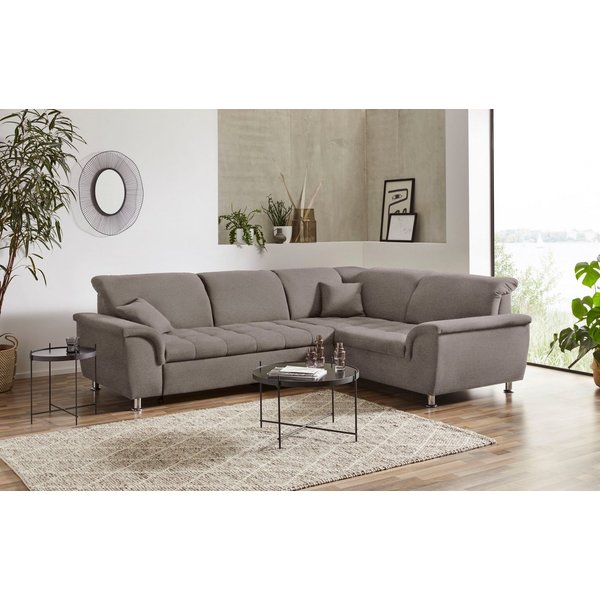 DOMO collection Ecksofa FRANZI zeitlos und elegant, moderne Sitzheftung, L-Form, wahlweise mit Kopfteilverstellung (dann Breite: 275 cm)