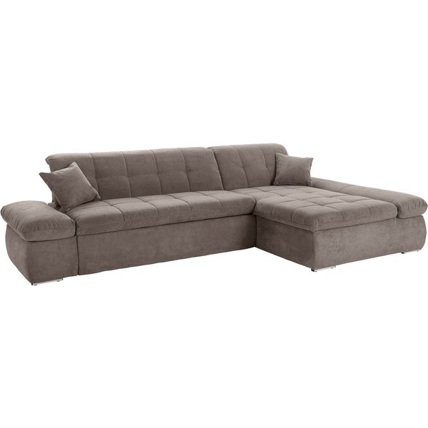 DOMO collection Ecksofa MORIC Massiv! - Belastbar bis 140 kgxSitz, 300x172 cm, XXL-Format, L-Form, Chenilleoptik, taupe
