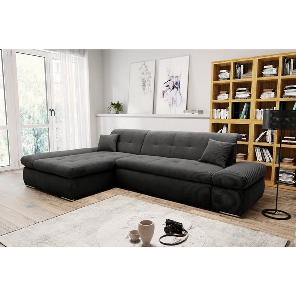 DOMO collection Ecksofa MORIC Massiv! - Belastbar bis 140 kgxSitz, 300x172 cm, XXL-Format, L-Form, Cord, grau