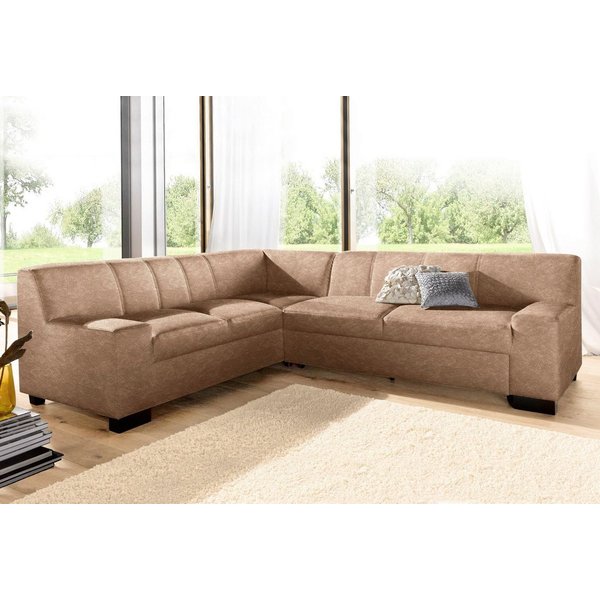 DOMO collection Ecksofa Norma, moderne Armlehnen, zeitlos und elegant, Breite 247cm, L-Form, wahlweise mit Bettfunktion
