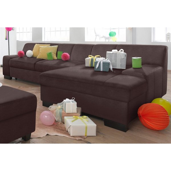 DOMO collection Ecksofa Norma, elegant & modern, mit flachen Armlehnen, Breite 268cm, L-Form, wahlweise mit Bettfunktion