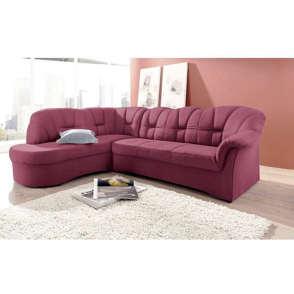 DOMO collection Ecksofa Papenburg, zeitlose Rückensteppung, elegante Armlehne, L-Form, mit Ottomane, wahlweise mit Bettfunktion