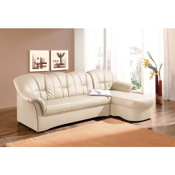 DOMO collection Ecksofa Papenburg, zeitlose Rückensteppung, elegante Formensprache, L-Form, in großer Farbvielfalt, wahlweise mit Bettfunktion