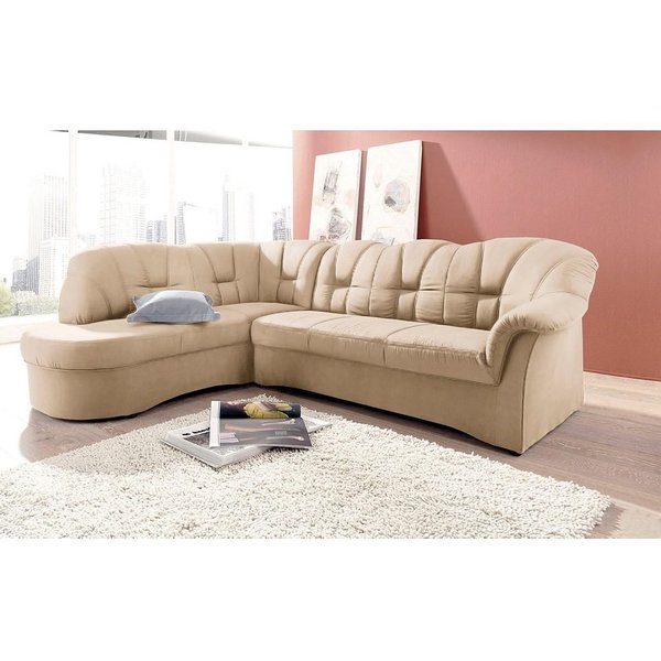 DOMO collection Ecksofa Papenburg, zeitlose Rückensteppung, elegante Armlehne, L-Form, mit Ottomane, wahlweise mit Bettfunktion, OTTOs Choice