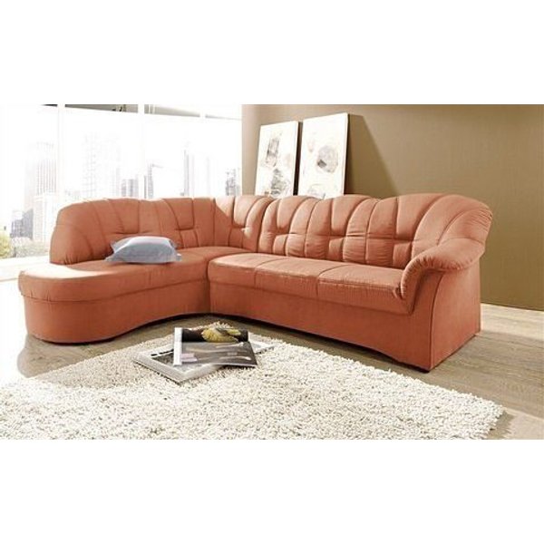 DOMO collection Ecksofa Papenburg, zeitlose Rückensteppung, elegante Armlehne, L-Form, mit Ottomane, wahlweise mit Bettfunktion