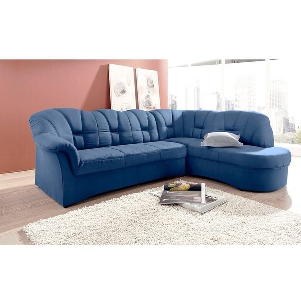 DOMO collection Ecksofa Papenburg, zeitlose Rückensteppung, elegante Armlehne, L-Form, mit Ottomane, wahlweise mit Bettfunktion