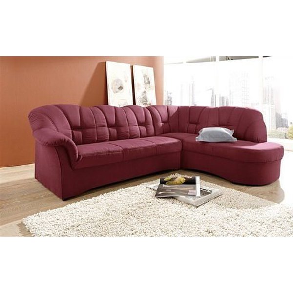 DOMO collection Ecksofa Papenburg, zeitlose Rückensteppung, elegante Armlehne, L-Form, mit Ottomane, wahlweise mit Bettfunktion