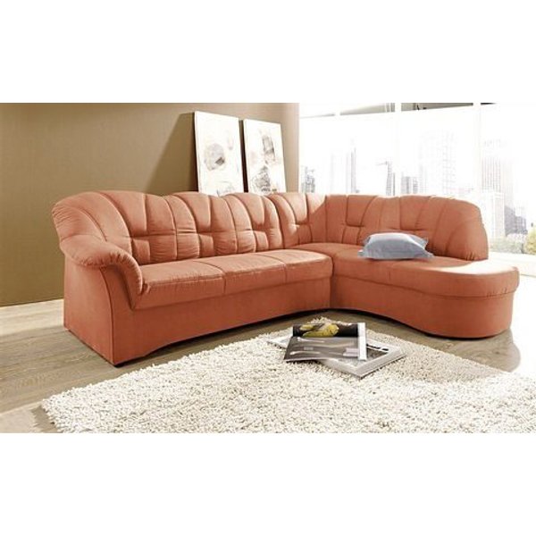 DOMO collection Ecksofa Papenburg, zeitlose Rückensteppung, elegante Armlehne, L-Form, mit Ottomane, wahlweise mit Bettfunktion