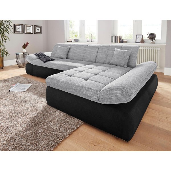 DOMO collection Ecksofa PB MORIC wahlweise mit Bettfunktion + Armteilverstellung, L-Form, im XXL-Format, B/T/H:300/172/80 cm, feine Steppung