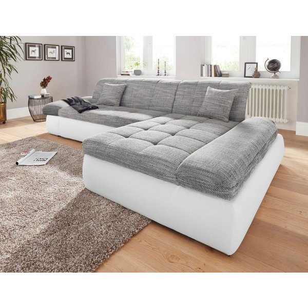 DOMO collection Ecksofa PB MORIC wahlweise mit Bettfunktion + Armteilverstellung, L-Form, im XXL-Format, B/T/H:300/172/80 cm, feine Steppung