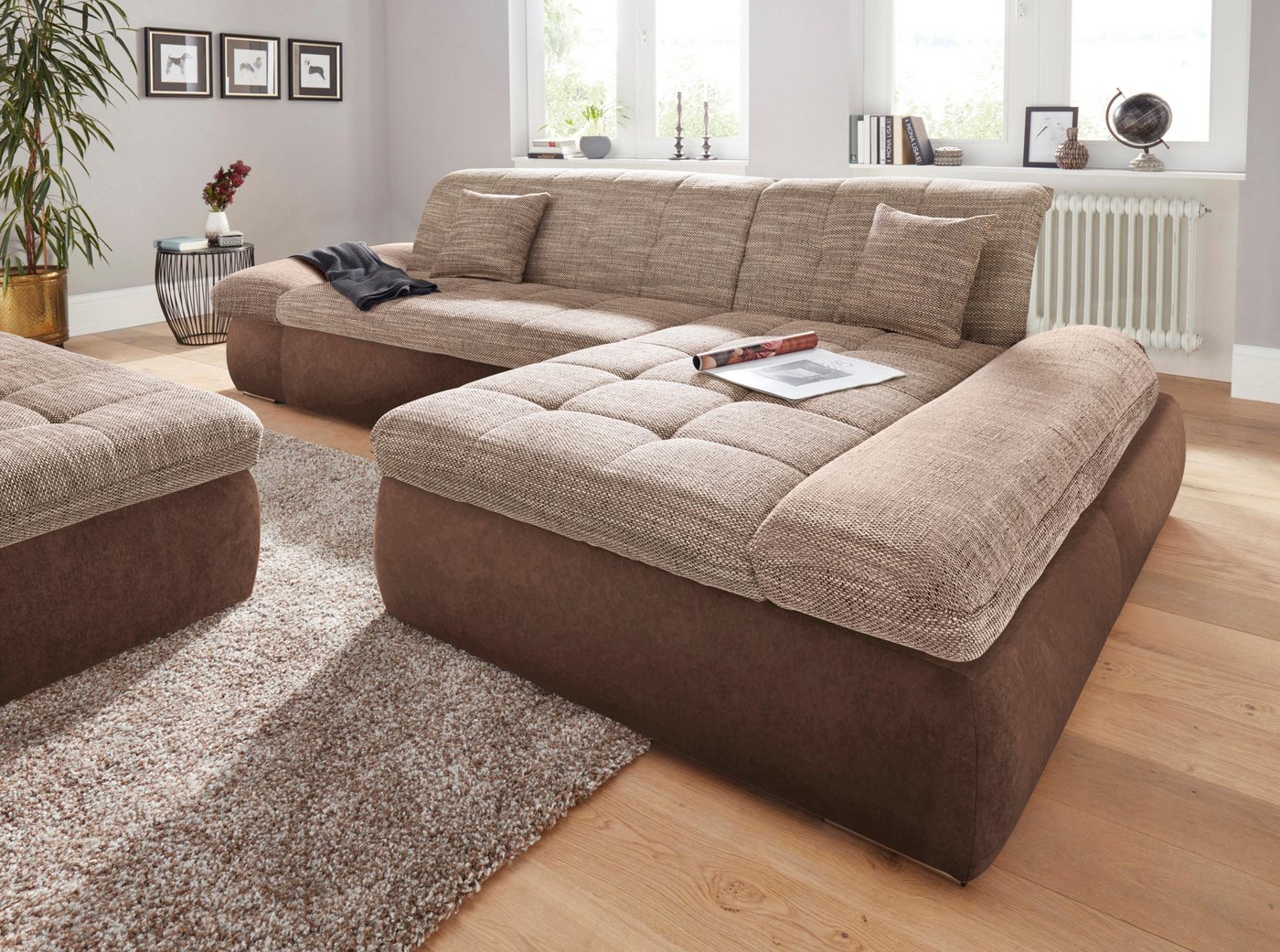 DOMO collection Ecksofa PB MORIC wahlweise mit Bettfunktion + Armteilverstellung, L-Form, im XXL-Format, B/T/H:300/172/80 cm, feine Steppung – Bild 4 von 5
