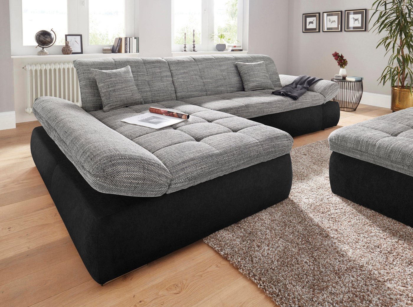 DOMO collection Ecksofa PB MORIC wahlweise mit Bettfunktion + Armteilverstellung, L-Form, im XXL-Format, B/T/H:300/172/80 cm, feine Steppung – Bild 4 von 5