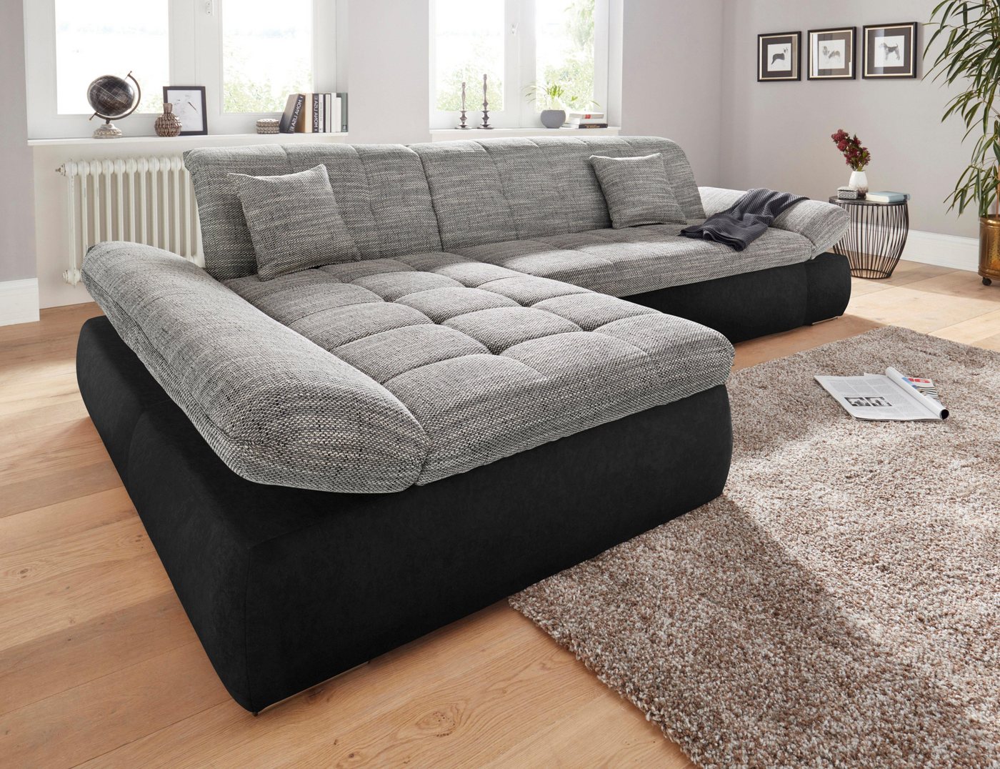 DOMO collection Ecksofa PB MORIC wahlweise mit Bettfunktion + Armteilverstellung, L-Form, im XXL-Format, B/T/H:300/172/80 cm, feine Steppung – Bild 5 von 5