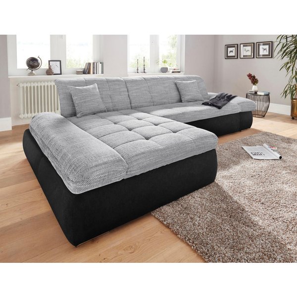 DOMO collection Ecksofa PB MORIC wahlweise mit Bettfunktion + Armteilverstellung, L-Form, im XXL-Format, B/T/H:300/172/80 cm, feine Steppung