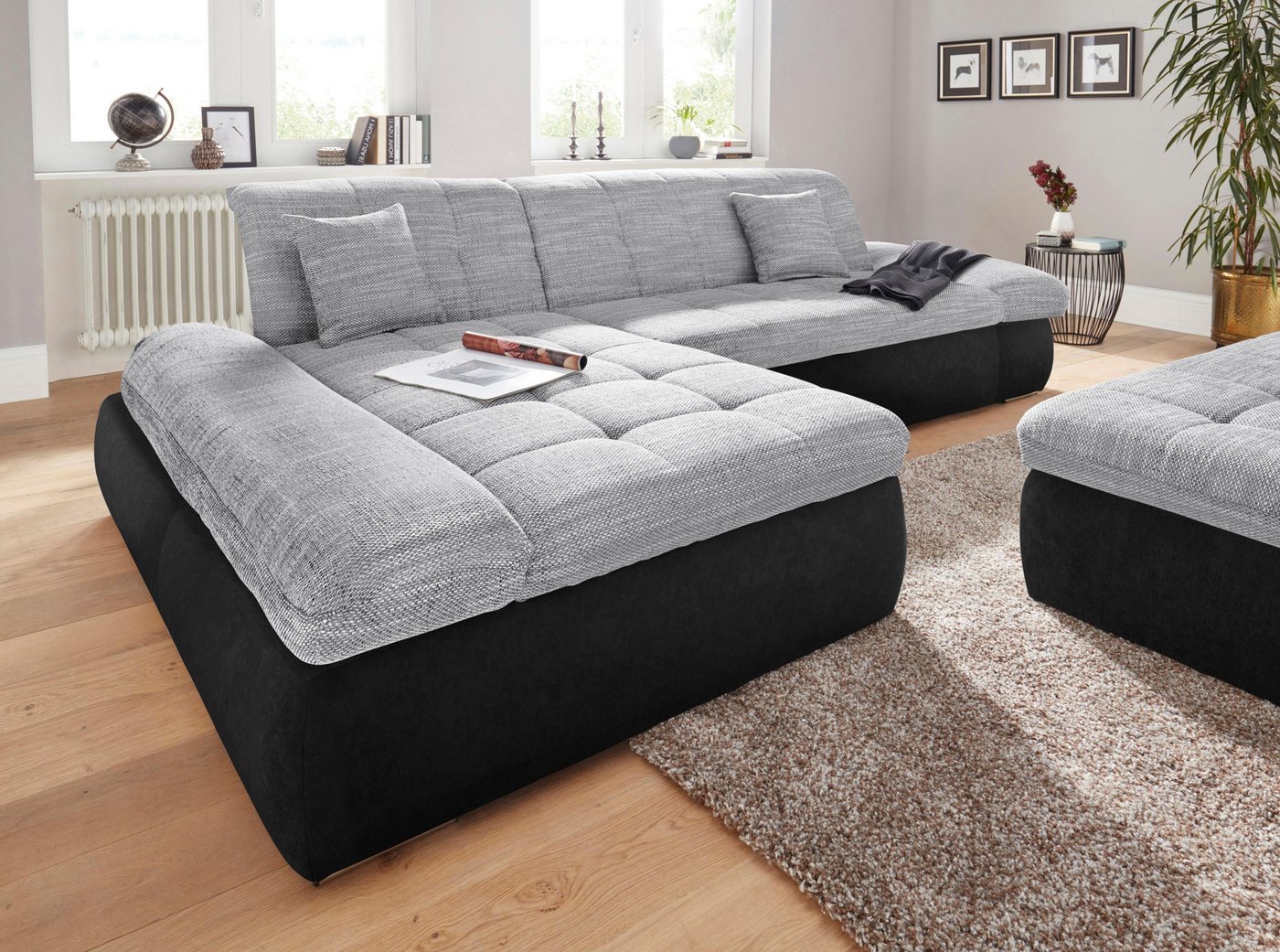 DOMO collection Ecksofa PB MORIC wahlweise mit Bettfunktion + Armteilverstellung, L-Form, im XXL-Format, B/T/H:300/172/80 cm, feine Steppung – Bild 4 von 5