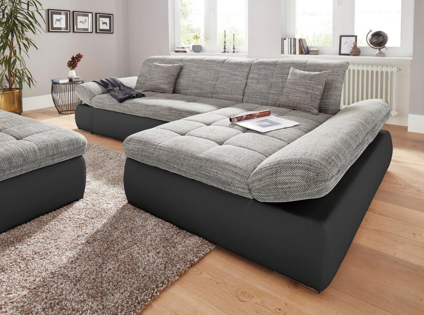 DOMO collection Ecksofa PB MORIC wahlweise mit Bettfunktion + Armteilverstellung, L-Form, im XXL-Format, B/T/H:300/172/80 cm, feine Steppung – Bild 4 von 5