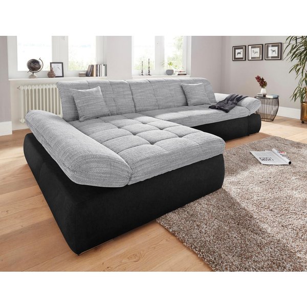 DOMO collection Ecksofa PB MORIC wahlweise mit Bettfunktion + Armteilverstellung, L-Form, im XXL-Format, B/T/H:300/172/80 cm, feine Steppung
