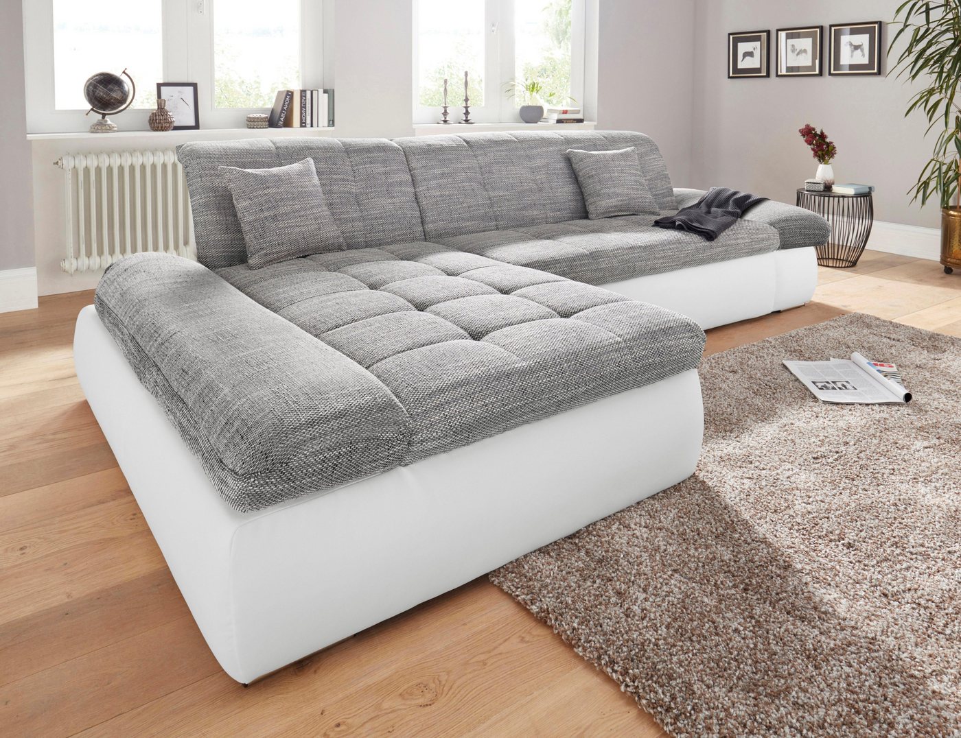 DOMO collection Ecksofa PB MORIC wahlweise mit Bettfunktion + Armteilverstellung, L-Form, im XXL-Format, B/T/H:300/172/80 cm, feine Steppung – Bild 4 von 5