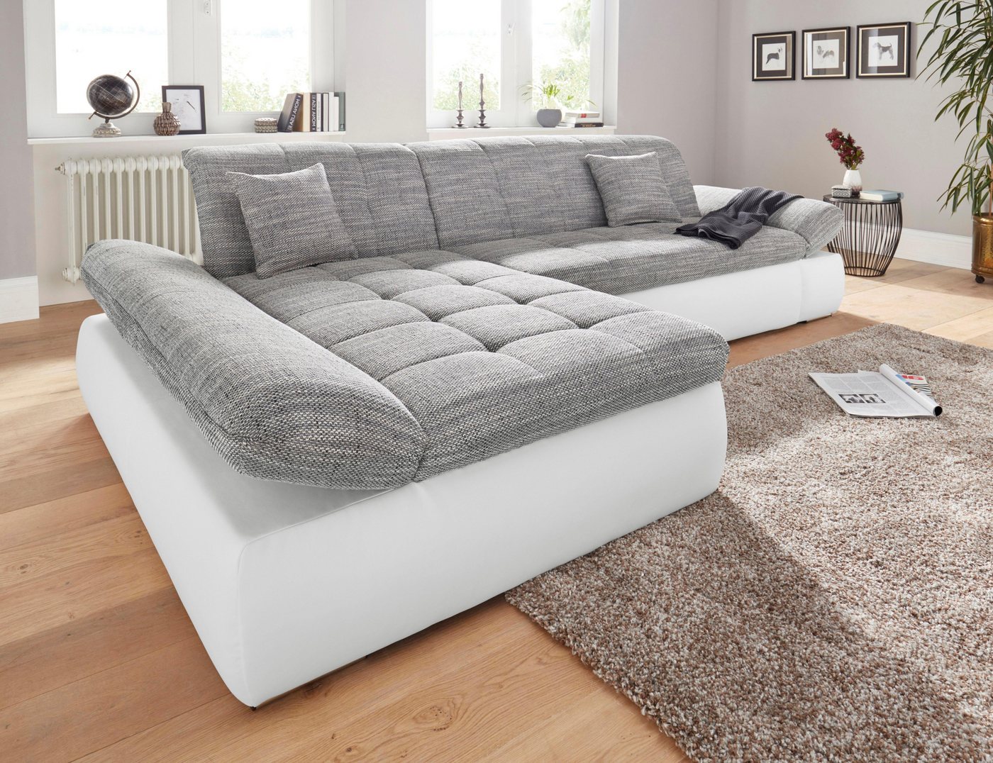 DOMO collection Ecksofa PB MORIC wahlweise mit Bettfunktion + Armteilverstellung, L-Form, im XXL-Format, B/T/H:300/172/80 cm, feine Steppung – Bild 5 von 5