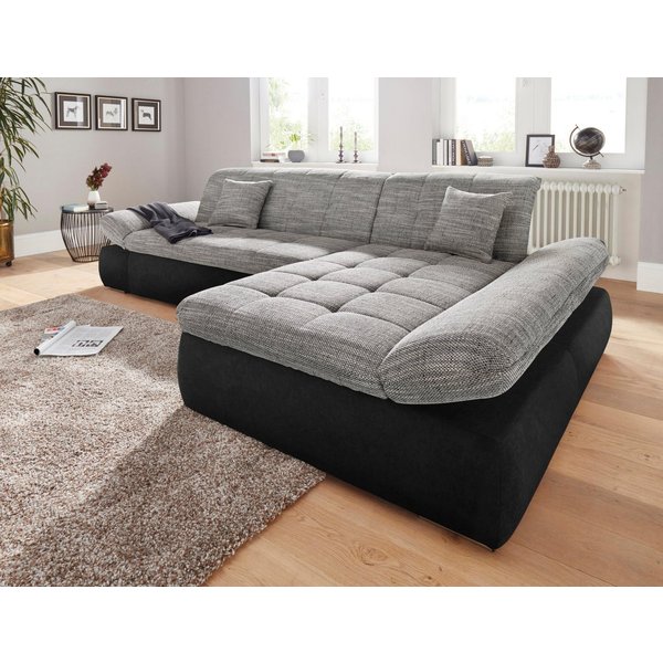 DOMO collection Ecksofa PB MORIC wahlweise mit Bettfunktion + Armteilverstellung, L-Form, im XXL-Format, B/T/H:300/172/80 cm, feine Steppung