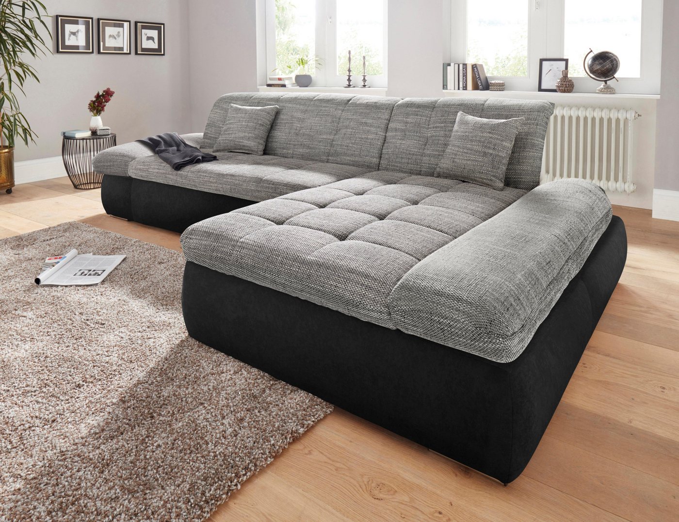 DOMO collection Ecksofa PB MORIC wahlweise mit Bettfunktion + Armteilverstellung, L-Form, im XXL-Format, B/T/H:300/172/80 cm, feine Steppung – Bild 4 von 5