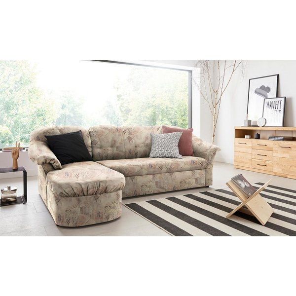 DOMO collection Ecksofa Pegnitz, elegante Rückensteppung, kompakte Stellmaße 238/141cm, L-Form, wahlweise mit Bettfunktion