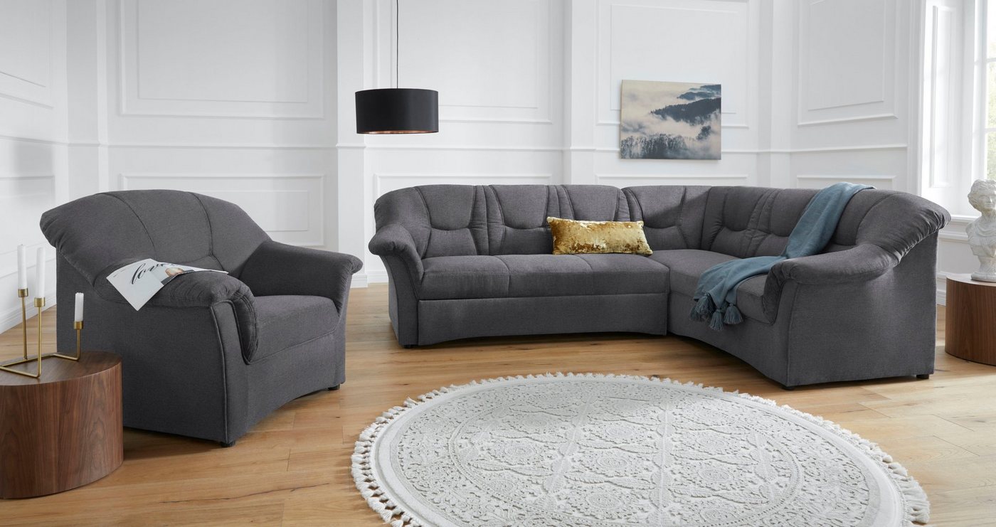 DOMO collection Ecksofa SARAFINA 240x190 cm, auch mit Federkern für mehr Sitzkomfort!, whlw. mit Bettfunktion, elegantes Design, L-Form – Bild 4 von 5