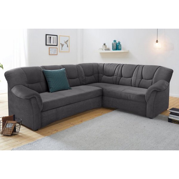 DOMO collection Ecksofa SARAFINA 240x190 cm, auch mit Federkern für mehr Sitzkomfort!, whlw. mit Bettfunktion, elegantes Design, L-Form