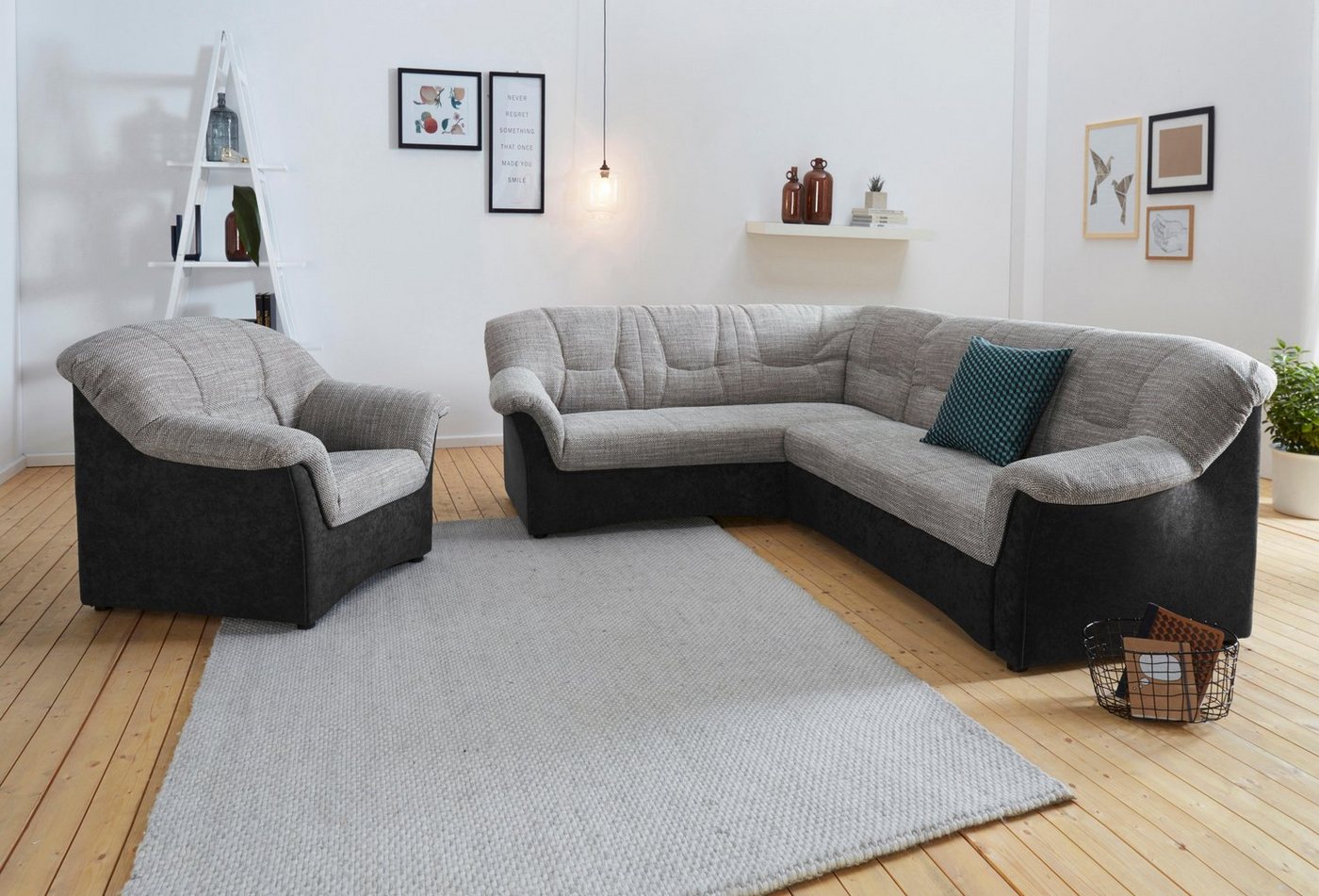 DOMO collection Ecksofa SARAFINA 240x190 cm, auch mit Federkern für mehr Sitzkomfort!, whlw. mit Bettfunktion, elegantes Design, L-Form – Bild 4 von 5