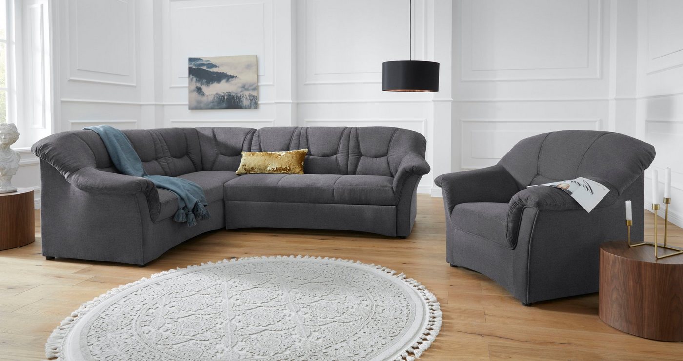 DOMO collection Ecksofa SARAFINA 240x190 cm, auch mit Federkern für mehr Sitzkomfort!, whlw. mit Bettfunktion, elegantes Design, L-Form – Bild 4 von 5