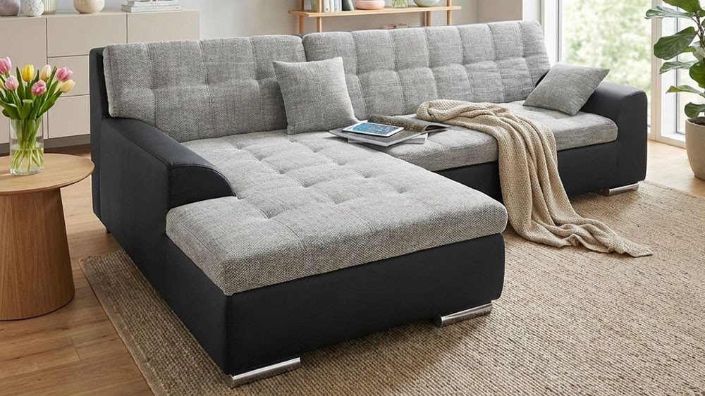 DOMO collection Ecksofa TREVISO viele Bezüge, auch in Cord, L-Form, 267x178 cm, wahlw. mit Bettfunktion, inkl. Zierkissen, Unser Dauertiefpreis – Bild 4 von 5