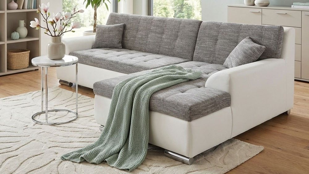DOMO collection Ecksofa TREVISO viele Bezüge, auch in Cord, L-Form, 267x178 cm, wahlw. mit Bettfunktion, inkl. Zierkissen, Unser Dauertiefpreis – Bild 5 von 5