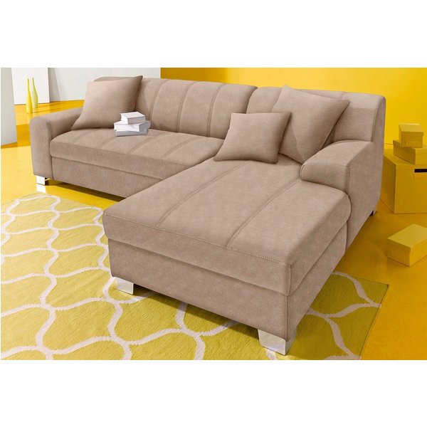 DOMO collection Ecksofa TURAH 239x152 cm, inkl. Zierkissen, moderne Steppung, mit Bettfunktion, Schlafsofa, Unser Dauertiefpreis