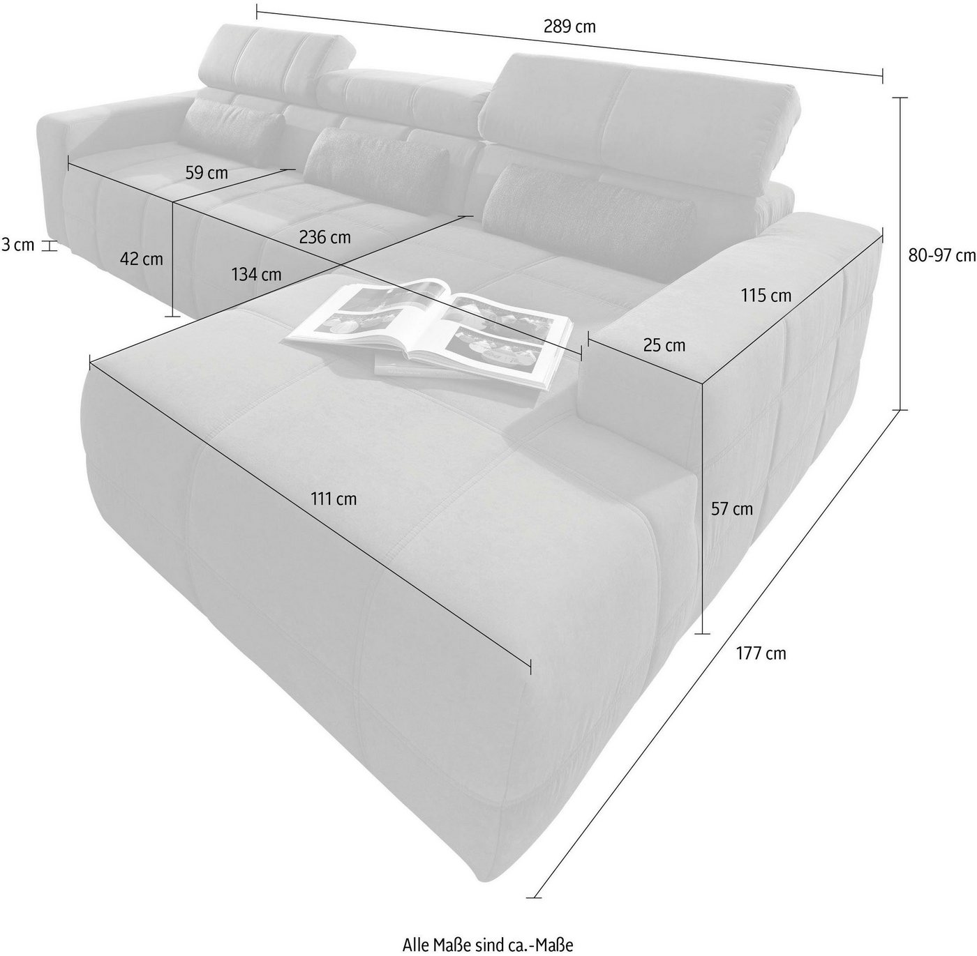 DOMO collection Hocker BRANDON, komfortabel, große Ausführung passend zu "Brandon", auch in Cord – Bild 5 von 5