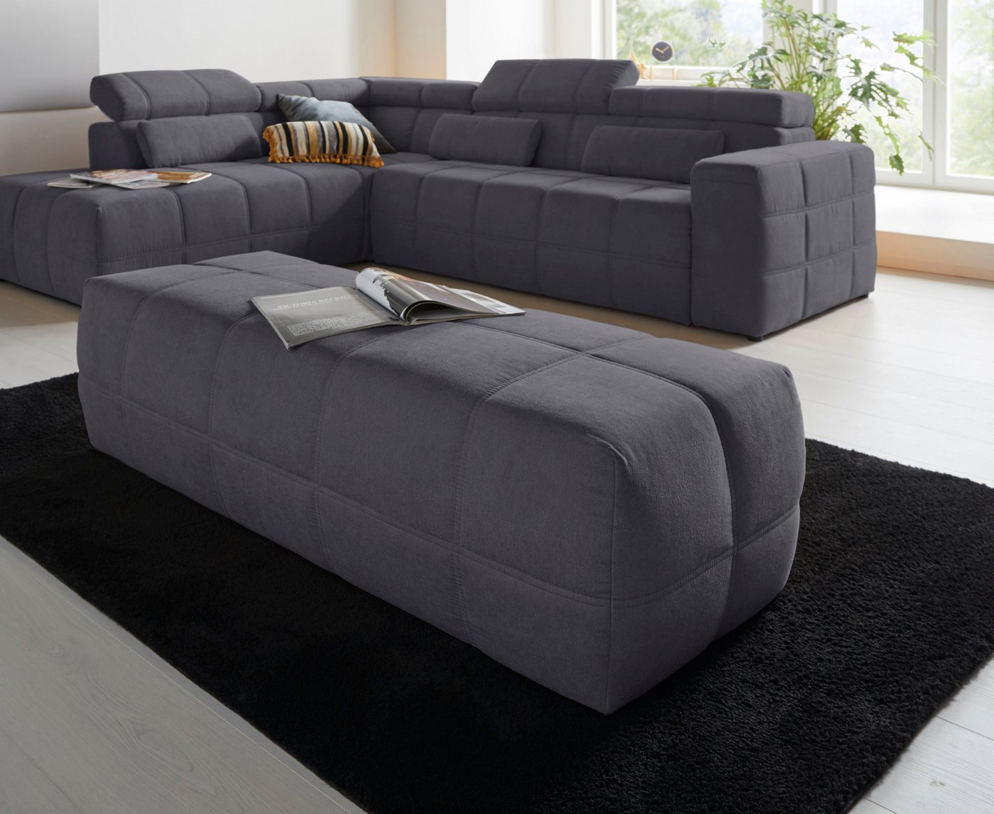 DOMO collection Hocker BRANDON, komfortabel, große Ausführung passend zu "Brandon", auch in Cord – Bild 2 von 5