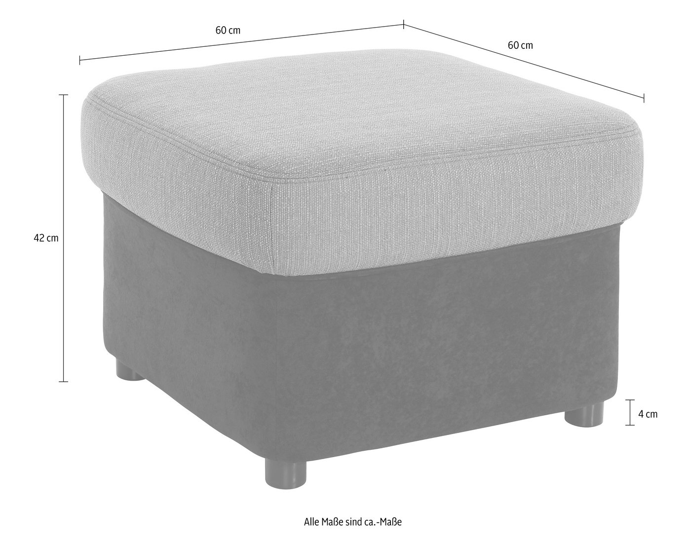 DOMO collection Hocker FLORES 60x60 cm, hochwertig – Bild 4 von 5