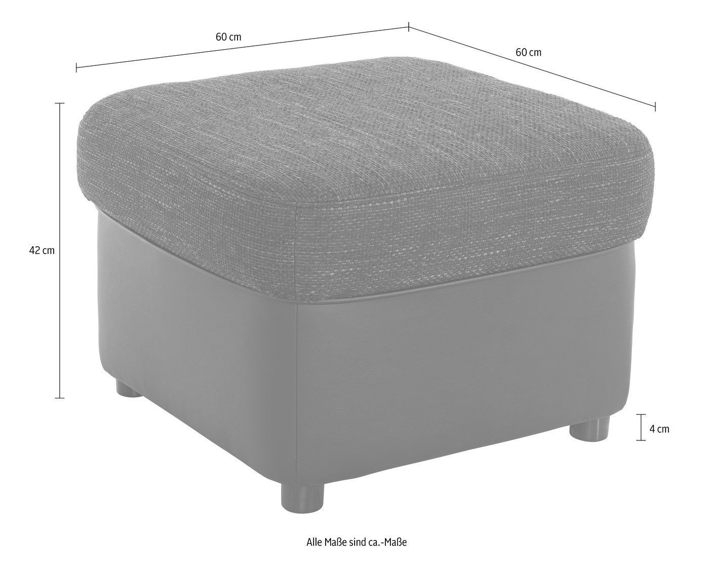 DOMO collection Hocker FLORES 60x60 cm, hochwertig – Bild 5 von 5